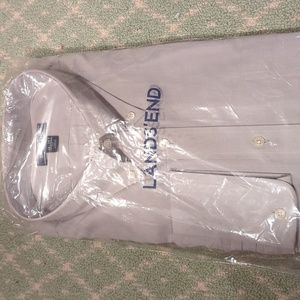 Light gray Lands End solid button down 18-35T in package.